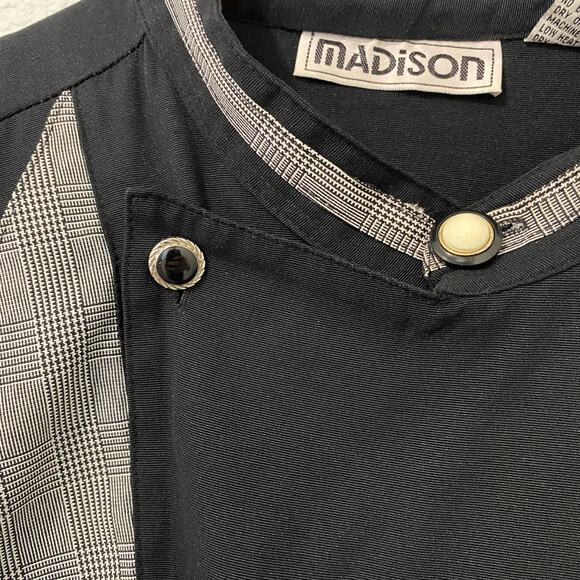 Vintage Madison Mens Shirt XXL Black Long Sleeve Decorative Buttons John Wayne - Picture 5 of 8